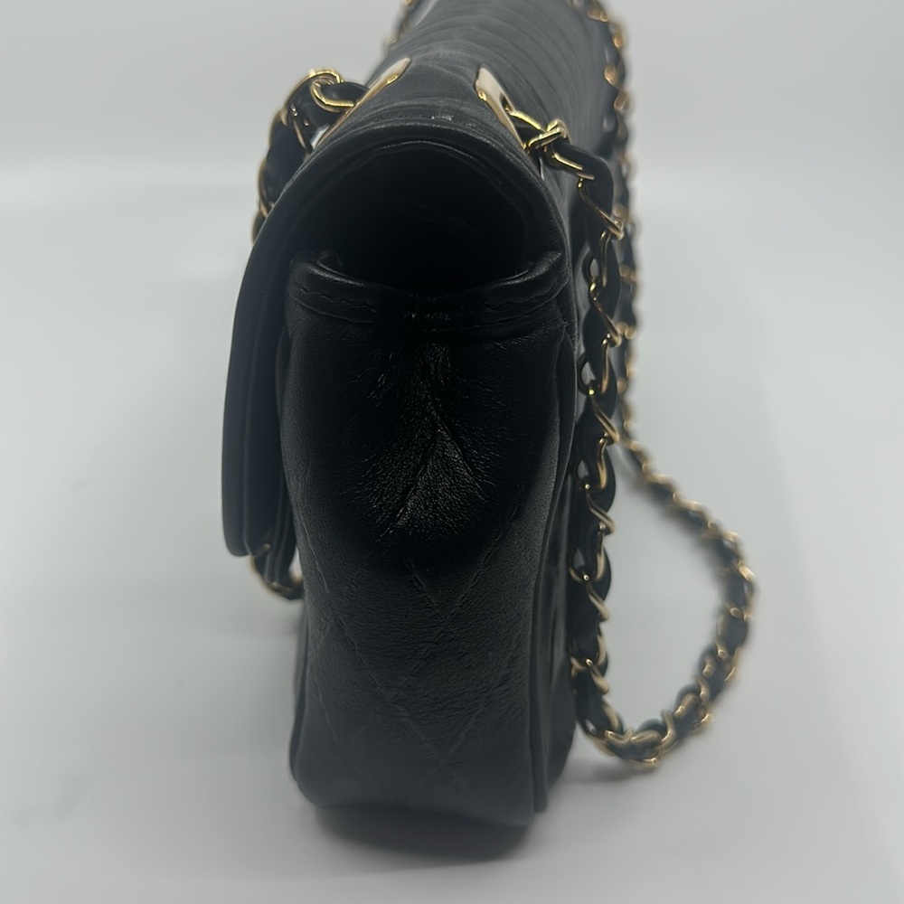 Elegant Black Quilted Genuine Leather Chain Bag - Picture 6 of 16
